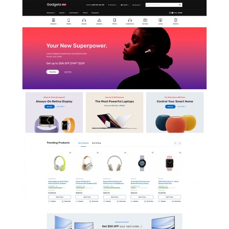 Gadgets - Electronic Store Multipurpose OpenCart theme