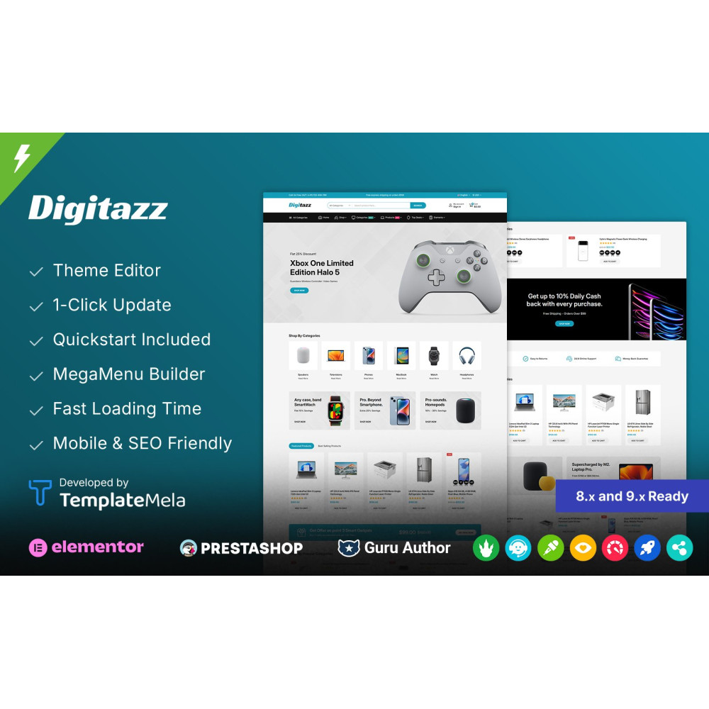 Elektronik Mağazası ve Dijital Ürün Mağazası PrestaShop Teması