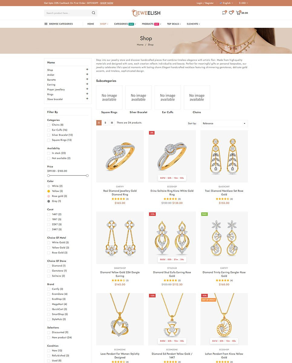 Mücevher, Takı, Kozmetik Prestashop Tema