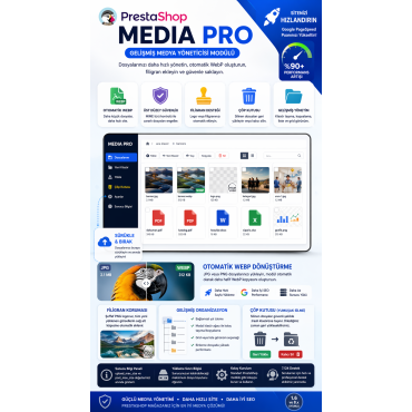 PrestaShop Media Manager Pro – WebP & Filigran Modülü